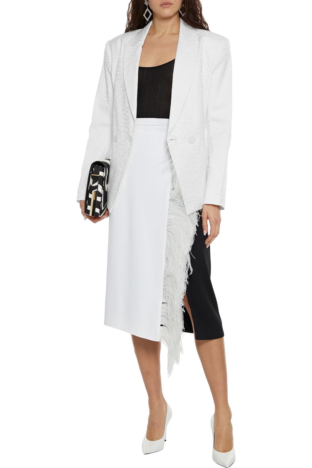 MICHELLE MASON Double-breasted cotton-blend jacquard tuxedo jacket