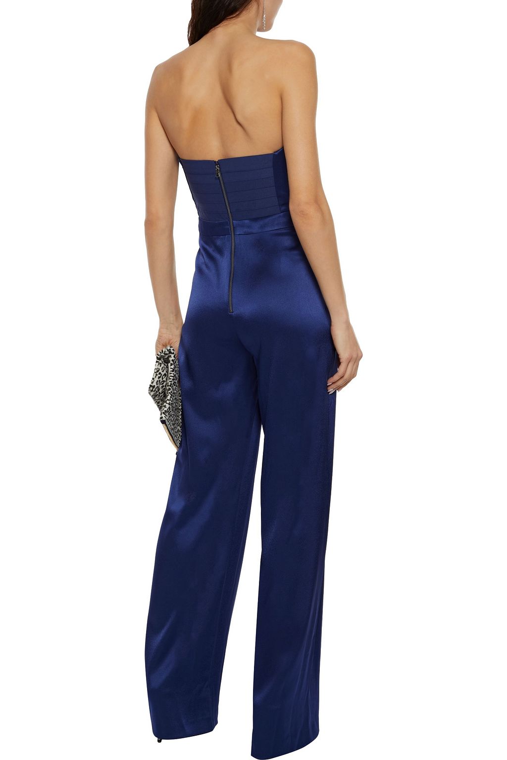 ALICE + OLIVIA Athena trägerloser Jumpsuit aus glänzendem Crêpe