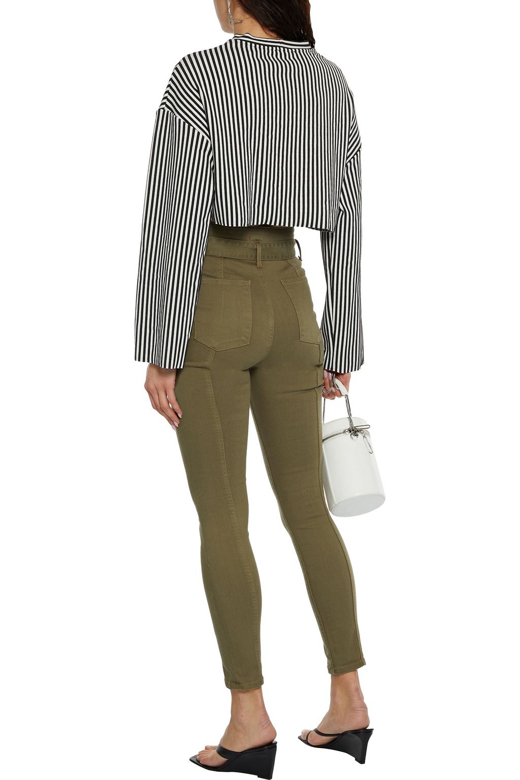 ALICE + OLIVIA Good cropped belted stretch-twill skinny pants