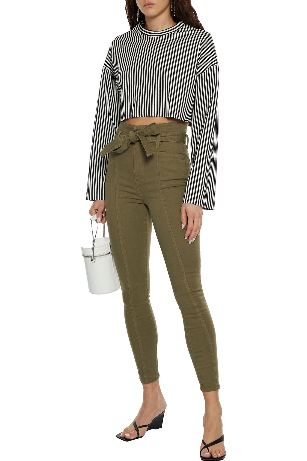 ALICE + OLIVIA Good cropped belted stretch-twill skinny pants