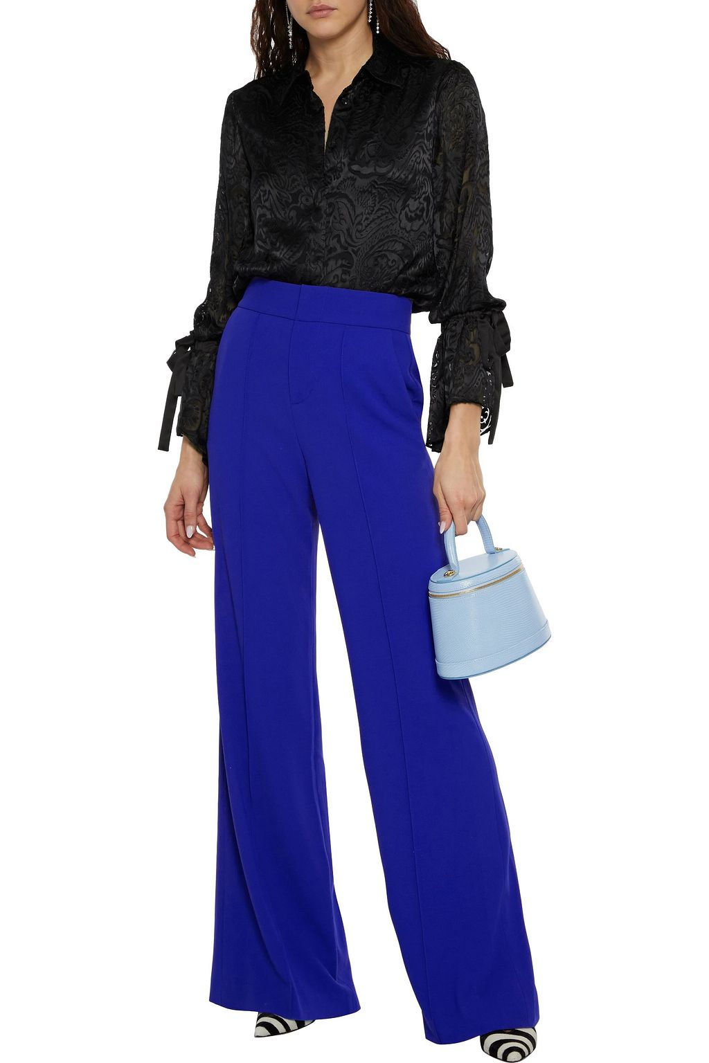 ALICE + OLIVIA Willa tie-detailed burnout satin blouse
