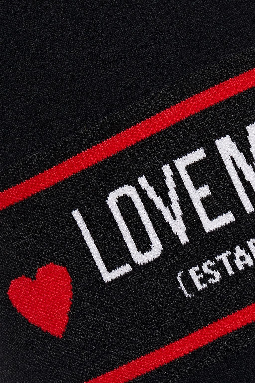 LOVE MOSCHINO Jacquard-paneled stretch-knit mini dress