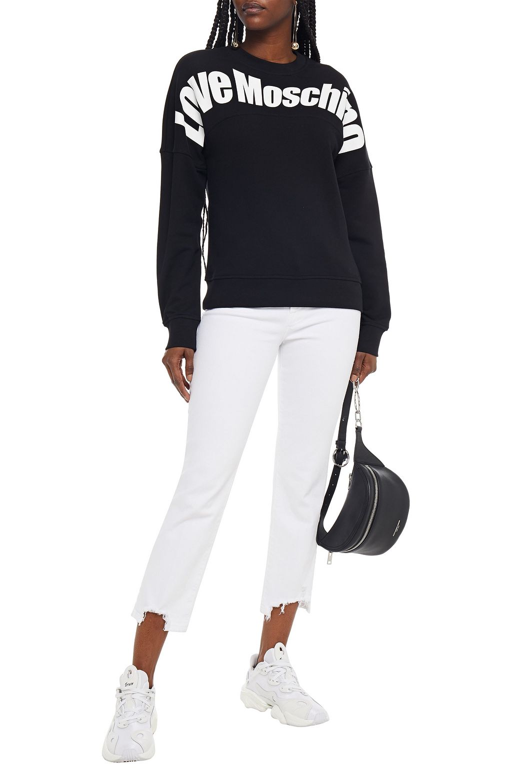 LOVE MOSCHINO Printed French cotton-terry sweatshirt
