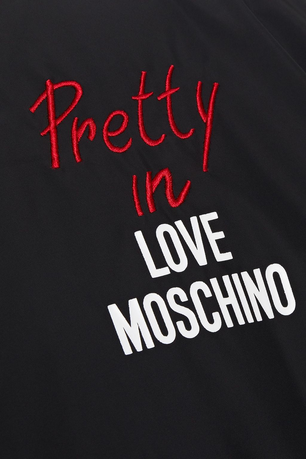 LOVE MOSCHINO Embroidered printed shell bomber jacket