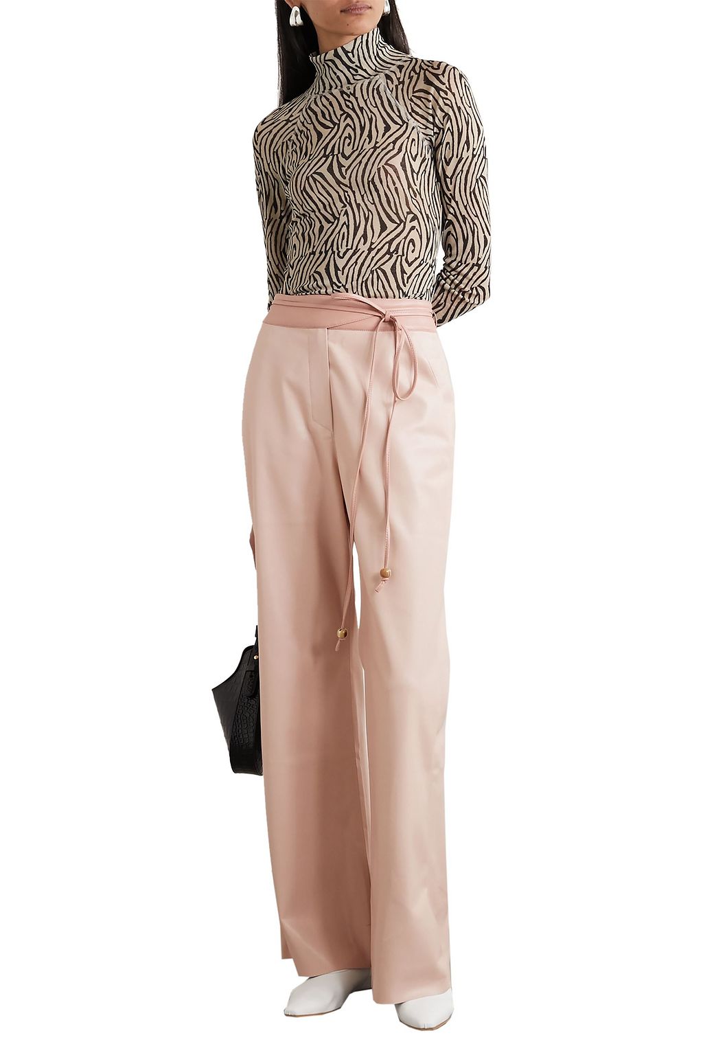 NANUSHKA Chimo belted vegan leather wide-leg pants