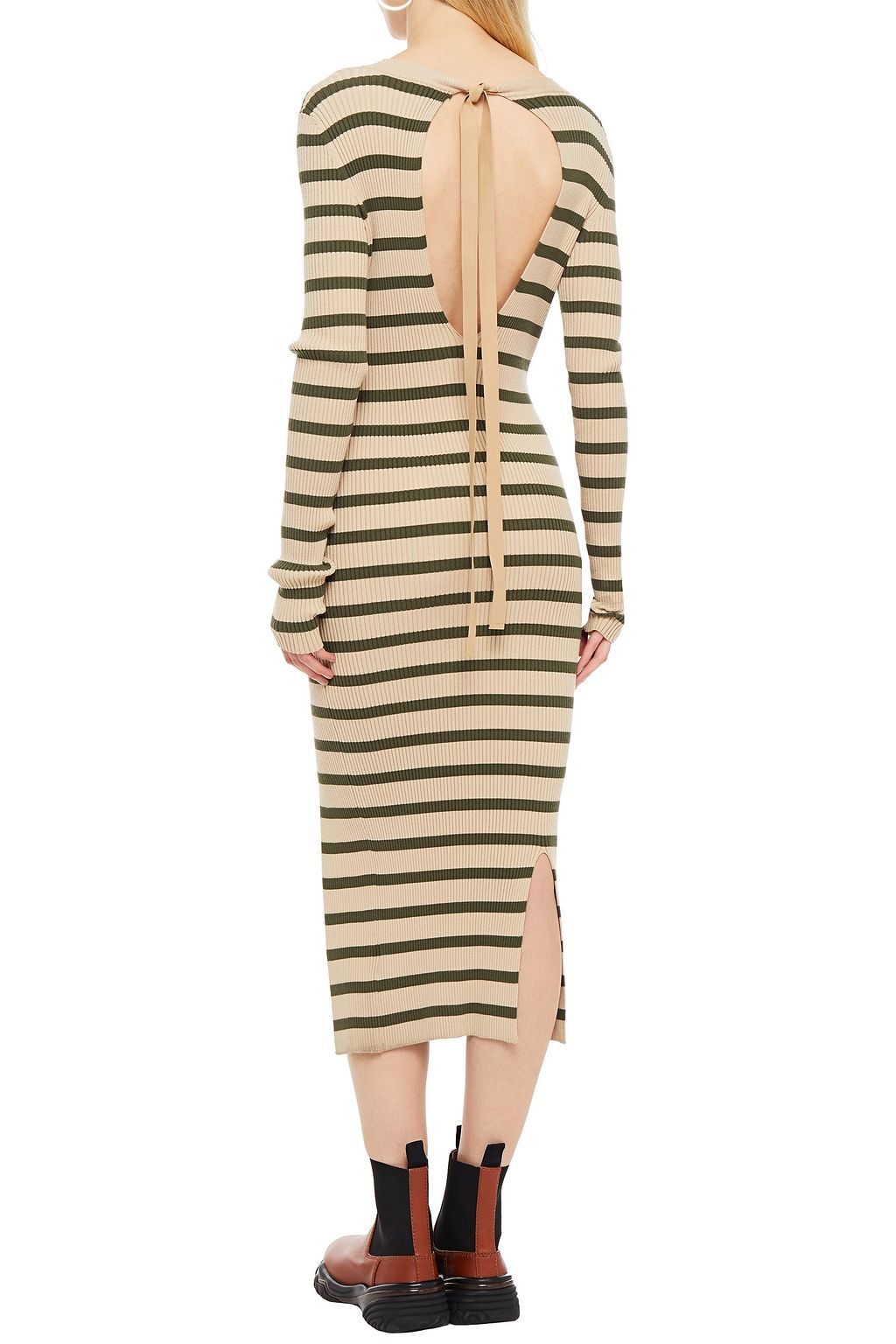 MM6 MAISON MARGIELA Striped ribbed-knit midi dress