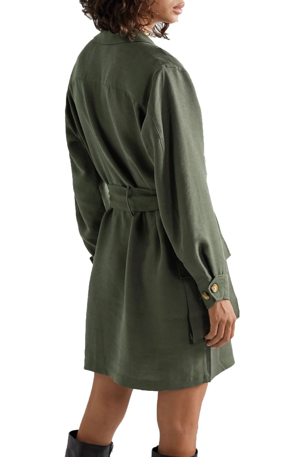 ANINE BING Kaiden belted Tencel-blend twill mini dress