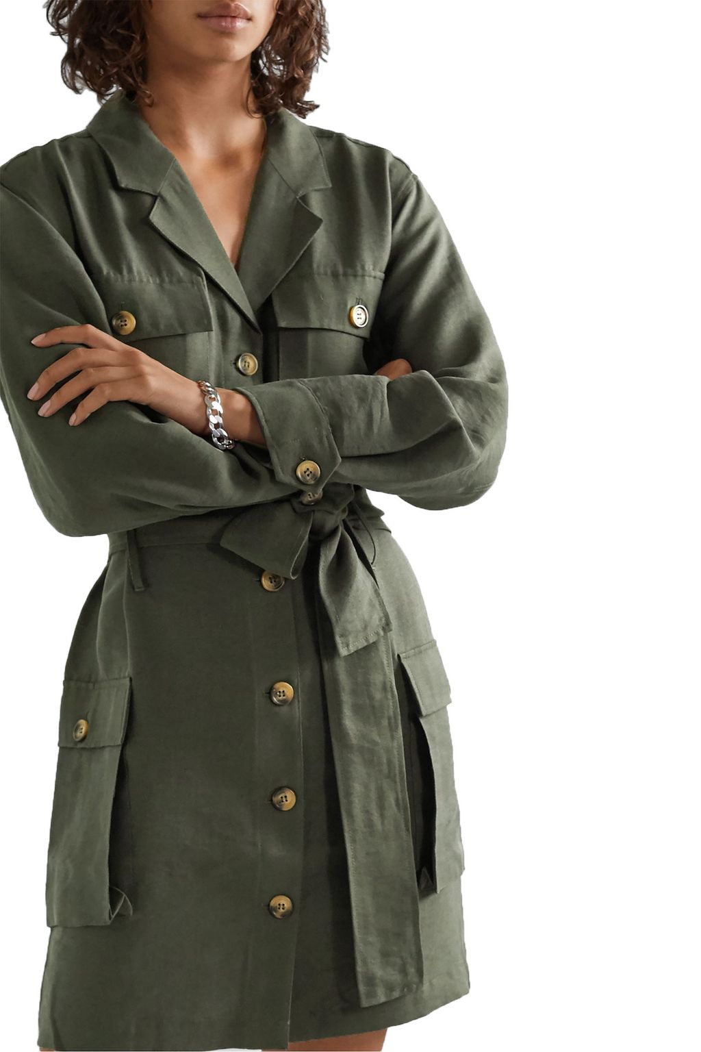 ANINE BING Kaiden belted Tencel-blend twill mini dress