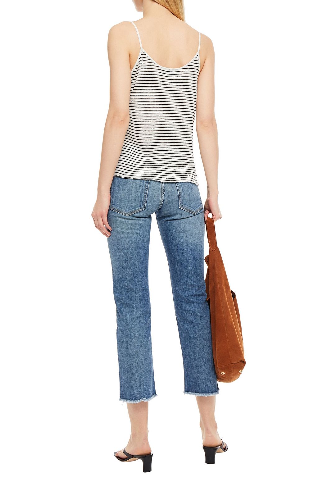 NILI LOTAN Cropped frayed boyfriend jeans