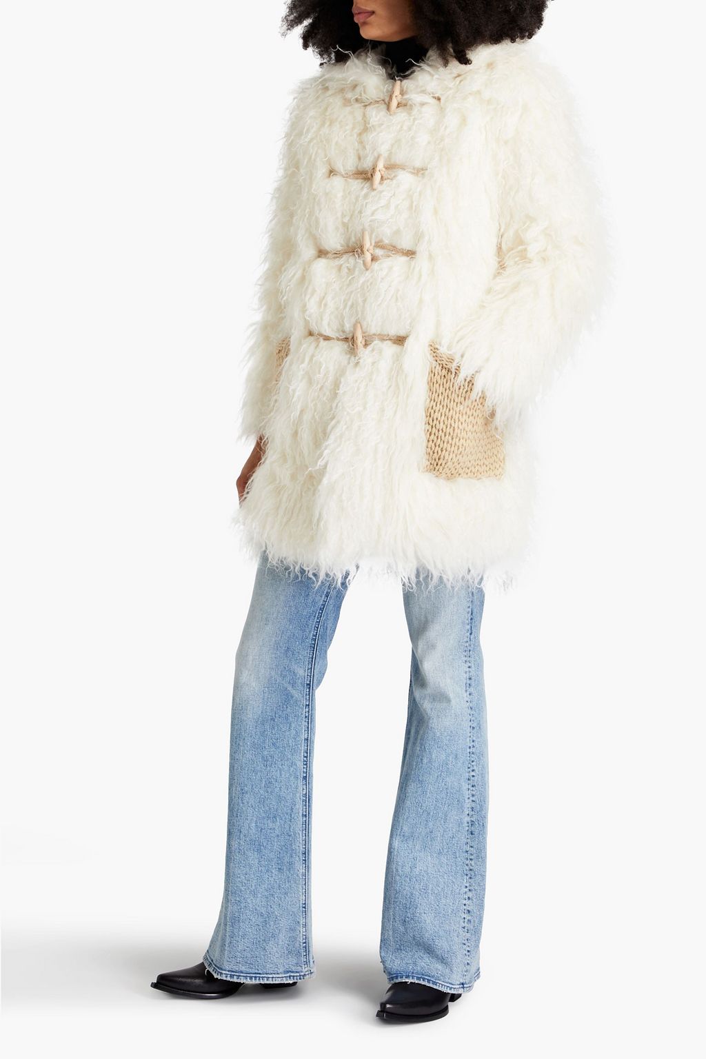 SAINT LAURENT Mohair-blend hooded coat