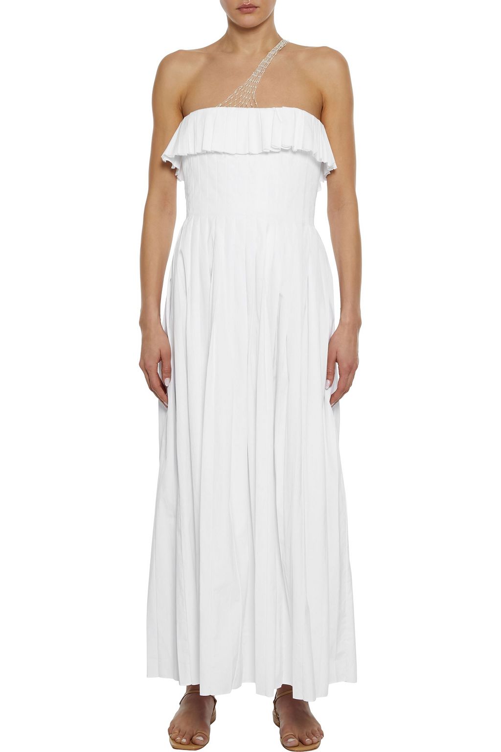 GABRIELA HEARST Perse one-shoulder pleated cotton-poplin maxi dress