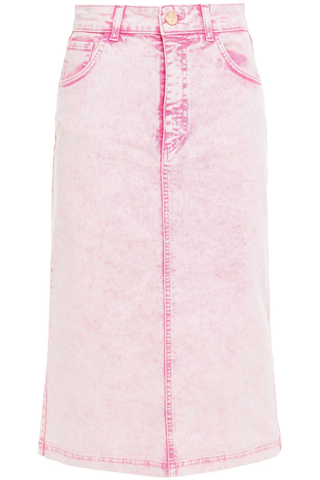 pink midi denim skirt