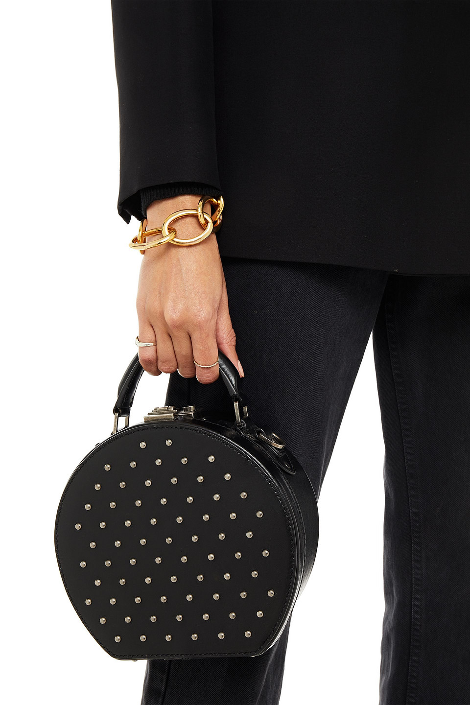 Saint Laurent Mica Studded Leather Shoulder Bag In Black ModeSens