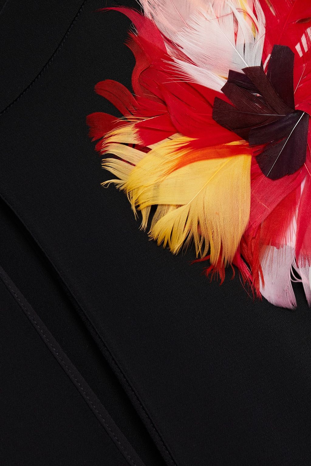 VIVETTA Feather-embellished stretch-crepe gown