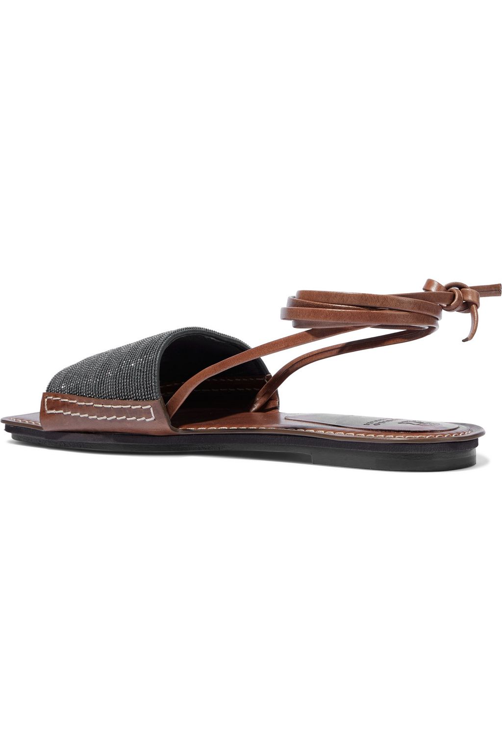 BRUNELLO CUCINELLI Lace-up bead-embellished leather sandals