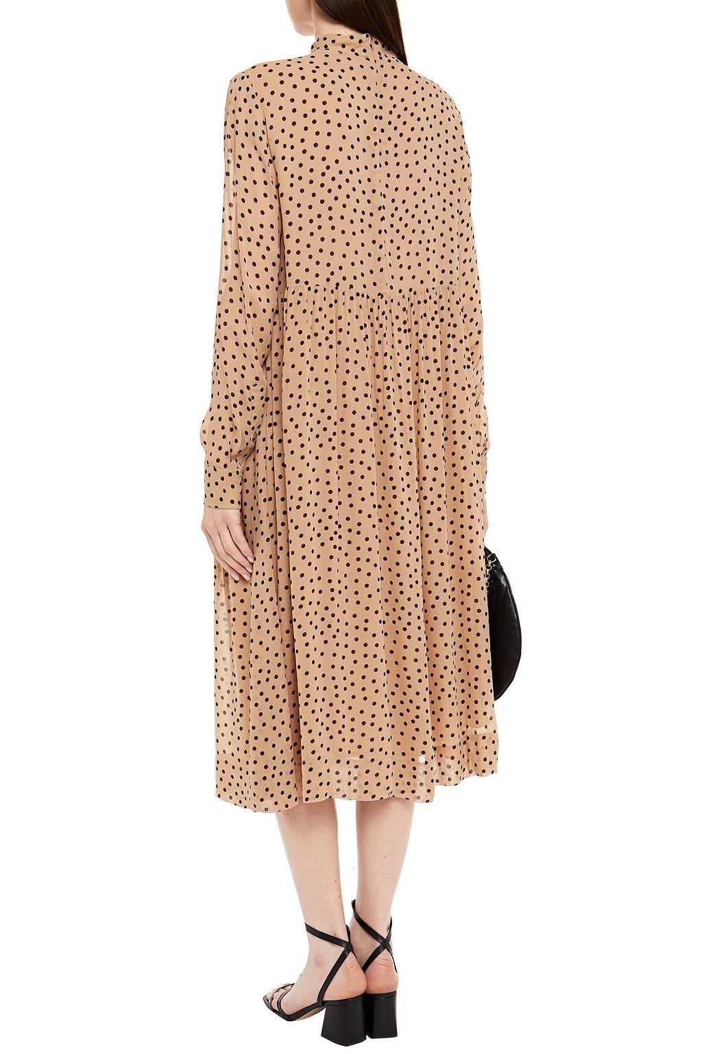 GANNI Polka-dot georgette midi dress
