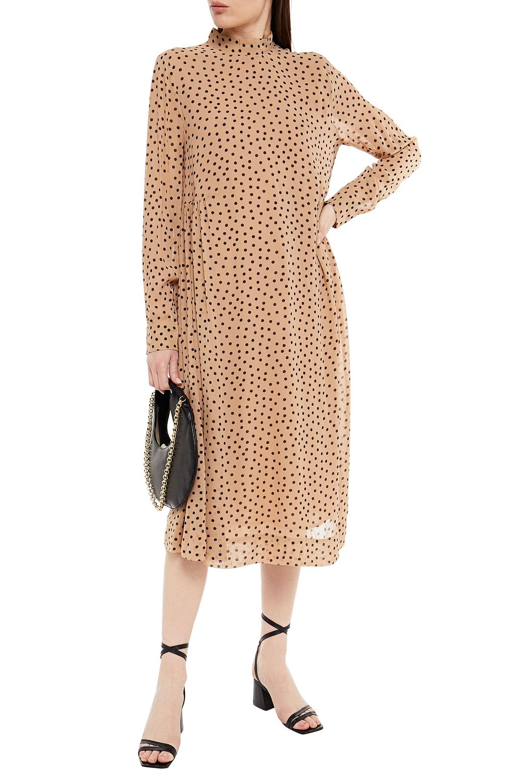 GANNI Polka-dot georgette midi dress