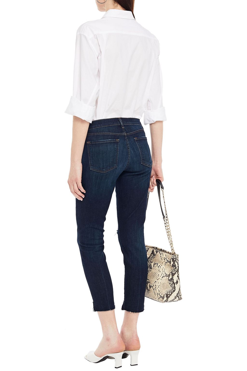 J BRAND Cropped distressed mid-rise skinny jeans