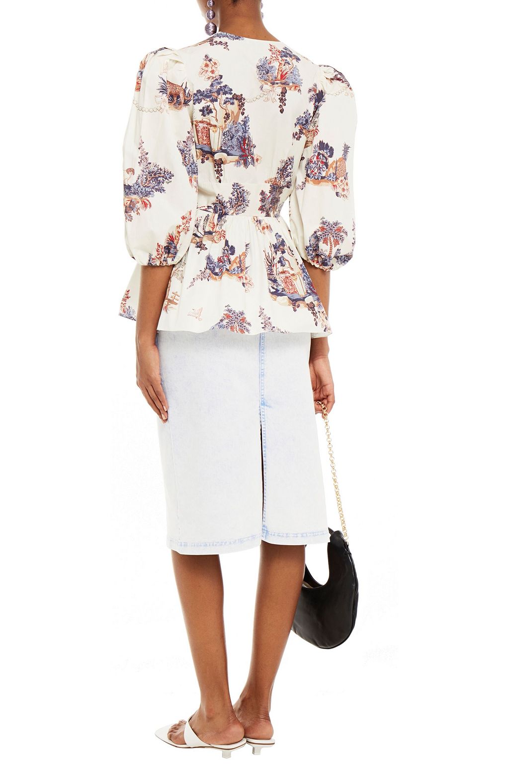 VIVETTA Bleached denim midi skirt