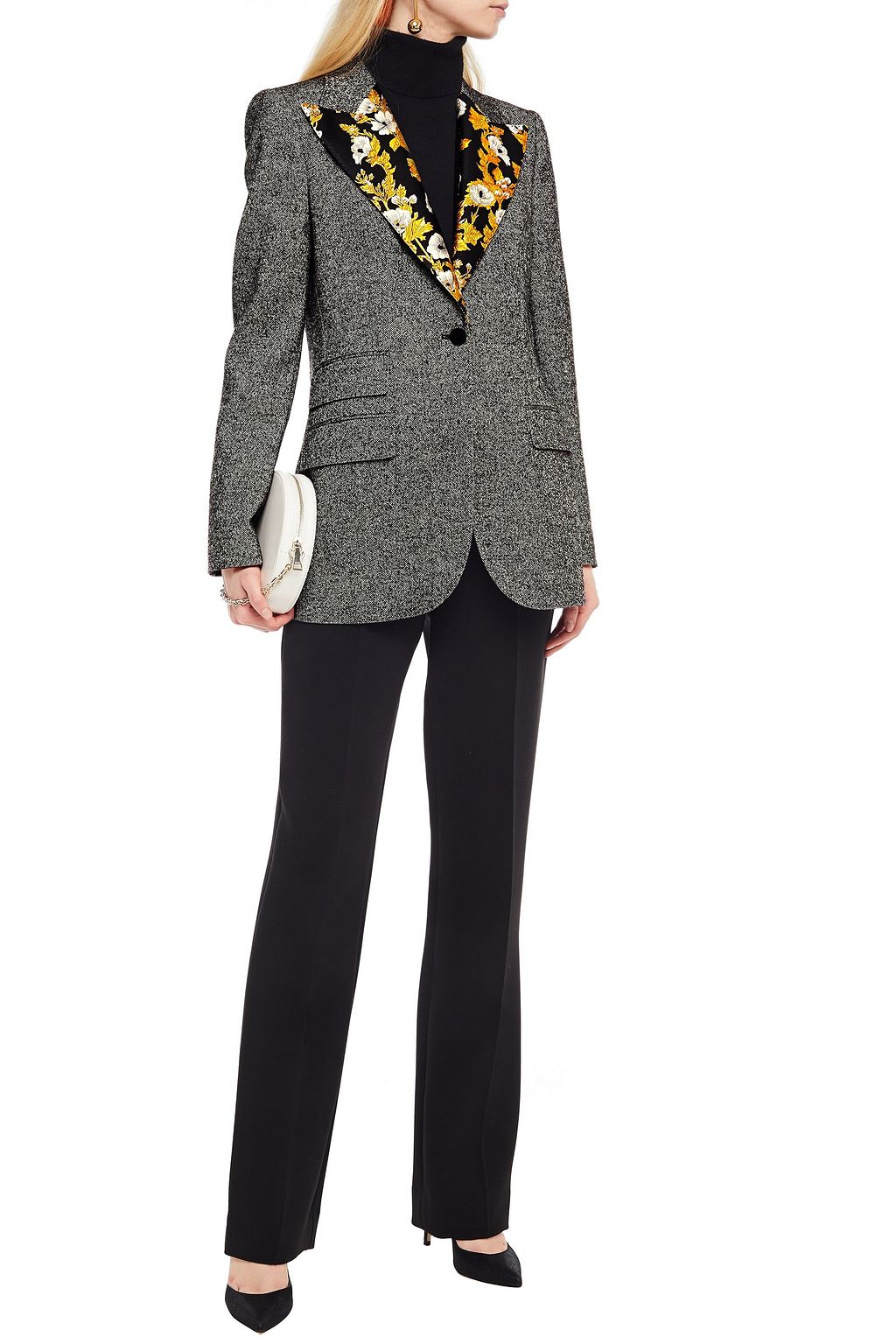 DOLCE&GABBANA Jacquard-trimmed wool-blend tweed blazer