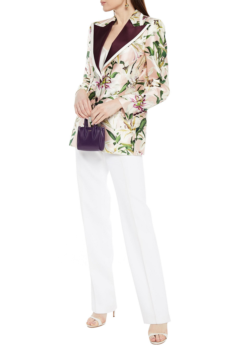 Dolce & Gabbana Floral-print Silk-blend Shantung Blazer In Multi