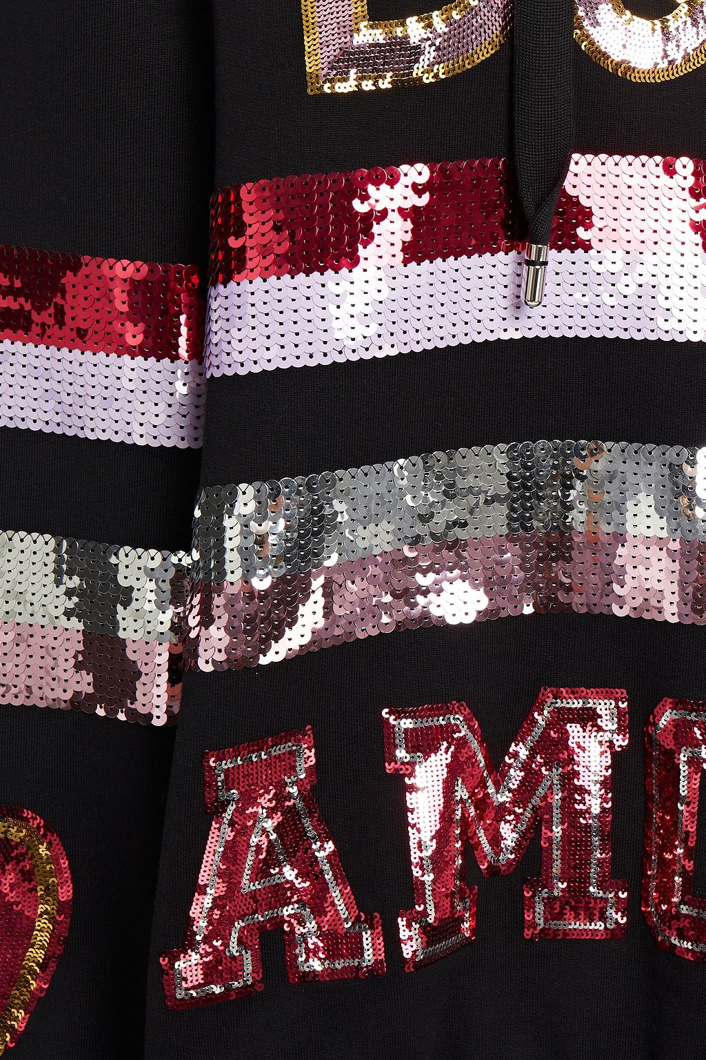 DOLCE&GABBANA Sequin-embellished French cotton-terry hoodie