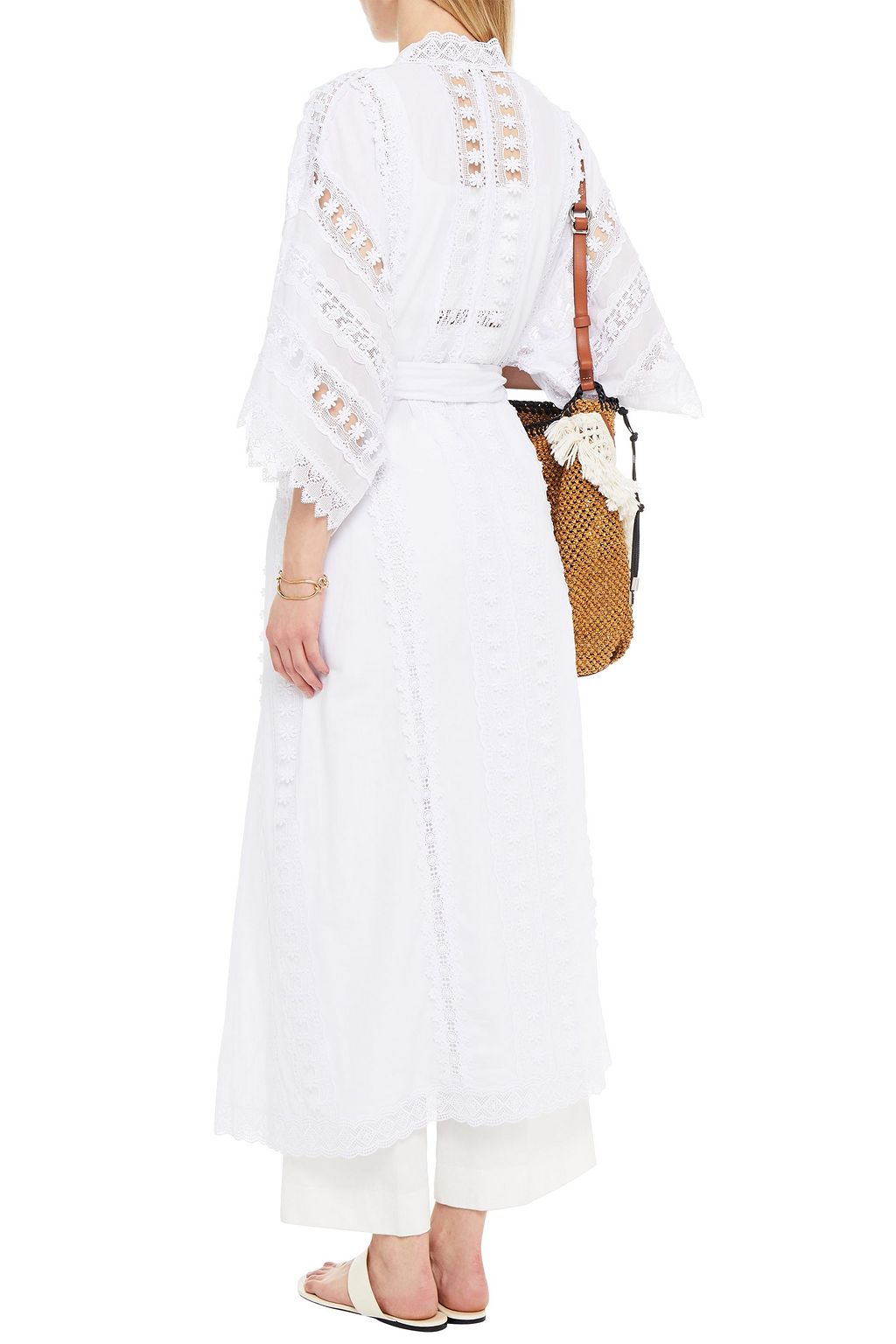 CHARO RUIZ IBIZA Aquila crocheted lace-trimmed cotton-blend kimono