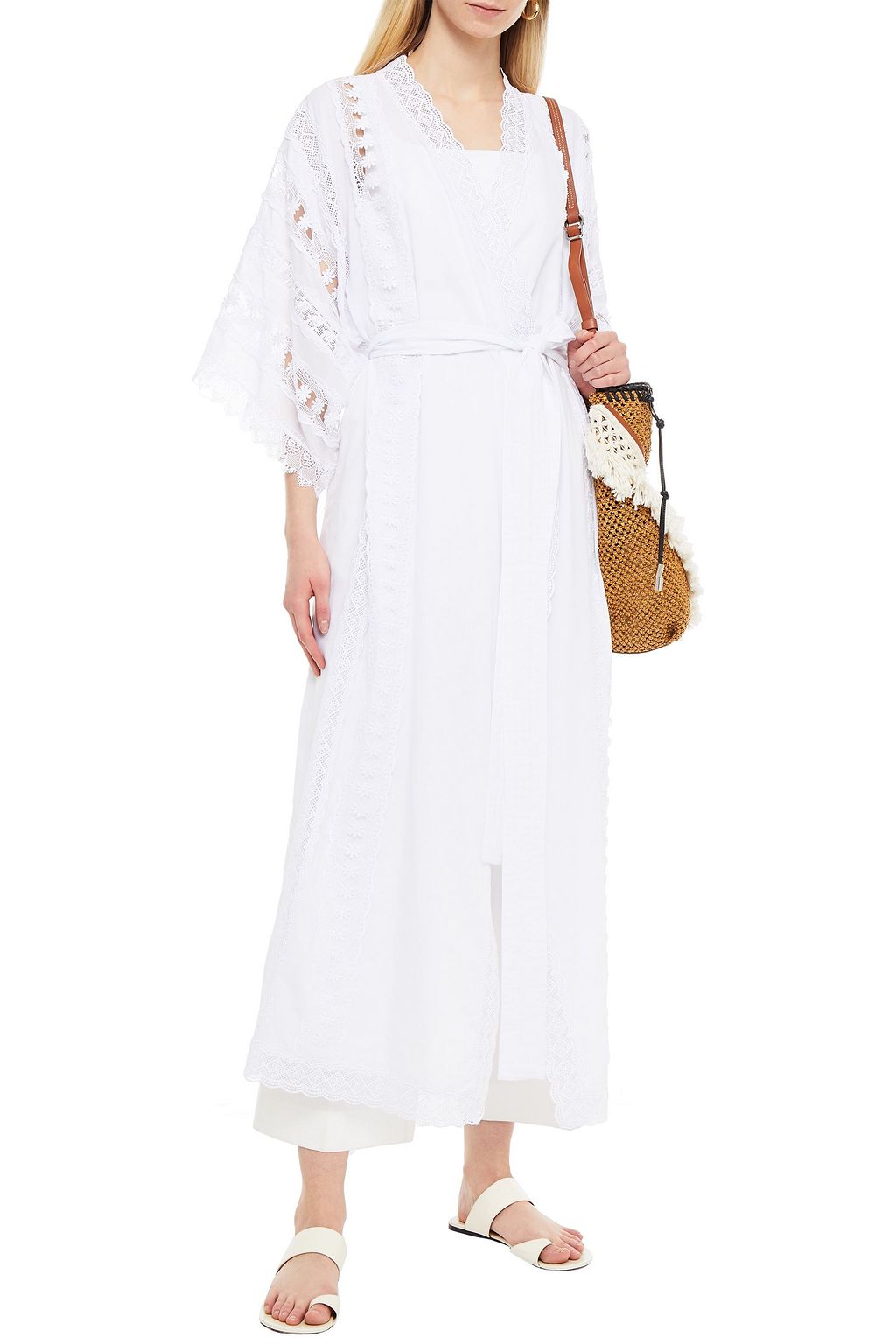 CHARO RUIZ IBIZA Aquila crocheted lace-trimmed cotton-blend kimono