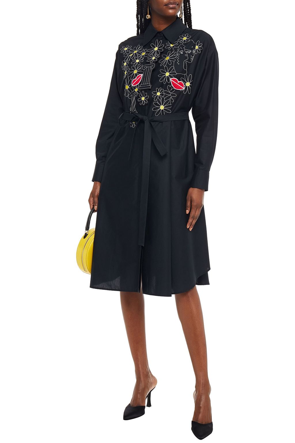 VIVETTA Appliquéd cotton-blend poplin midi shirt dress