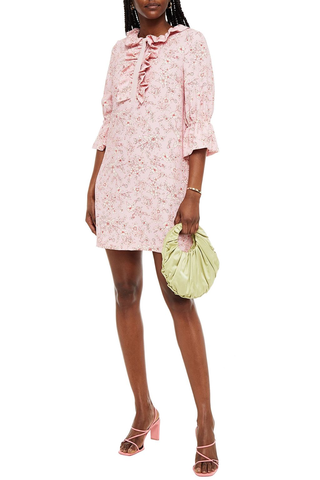 VIVETTA Ruffled floral-print crepe mini dress