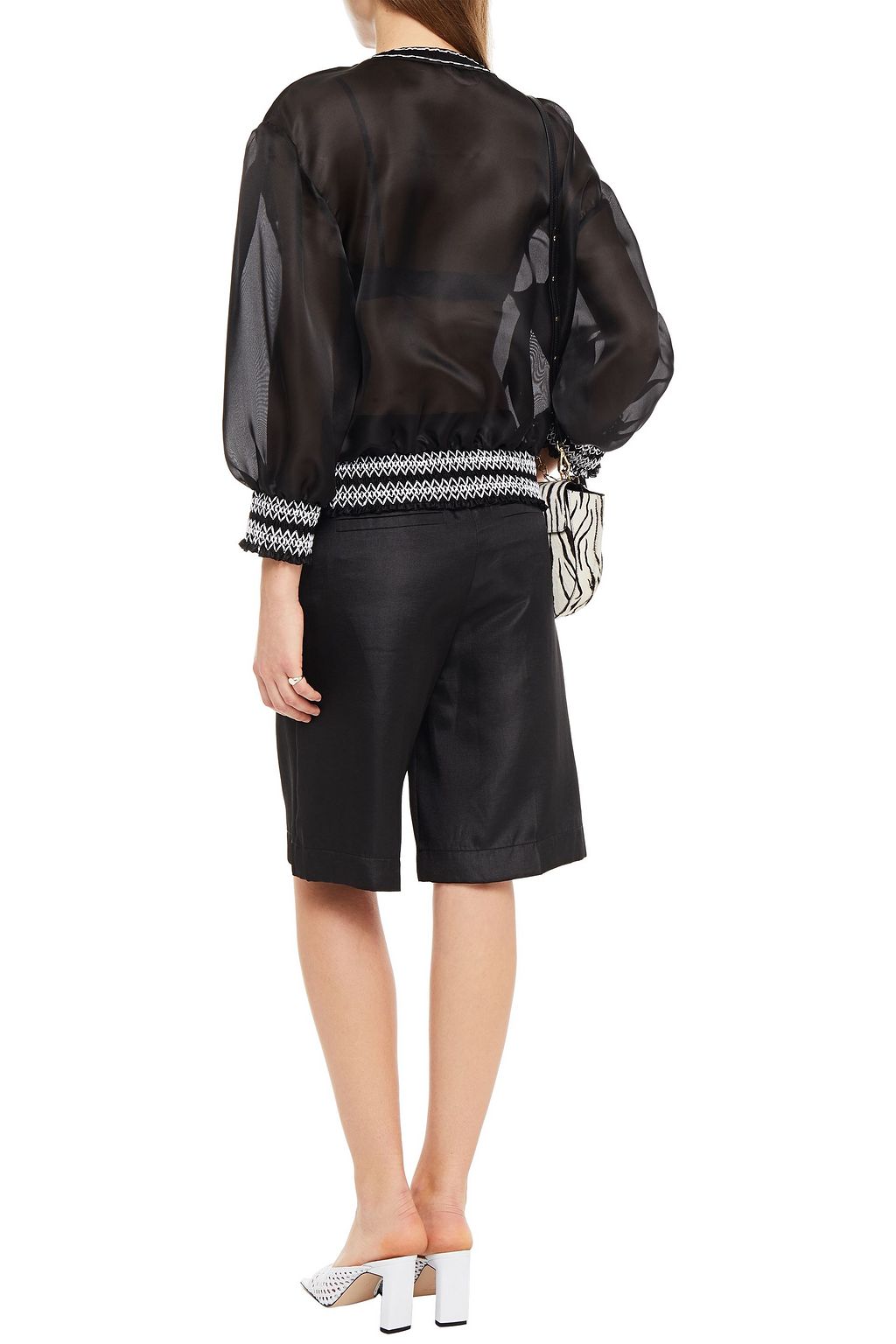 VIVETTA Shirred embroidered silk-organza bomber jacket