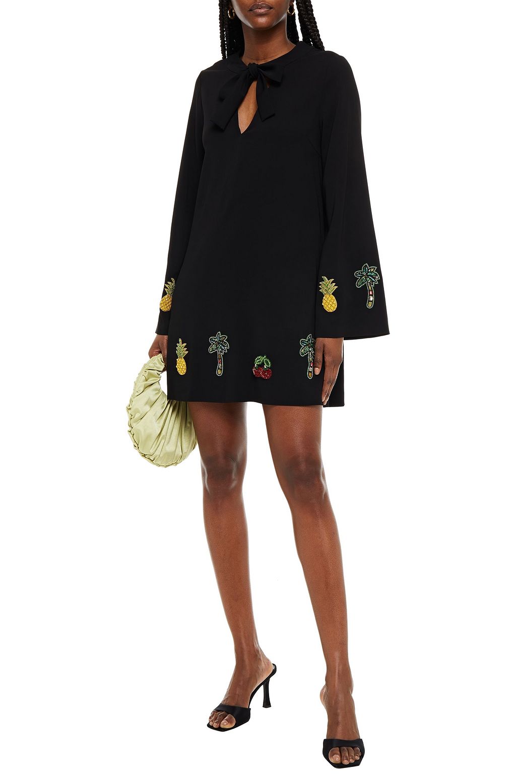 VIVETTA Pussy-bow embellished crepe mini dress