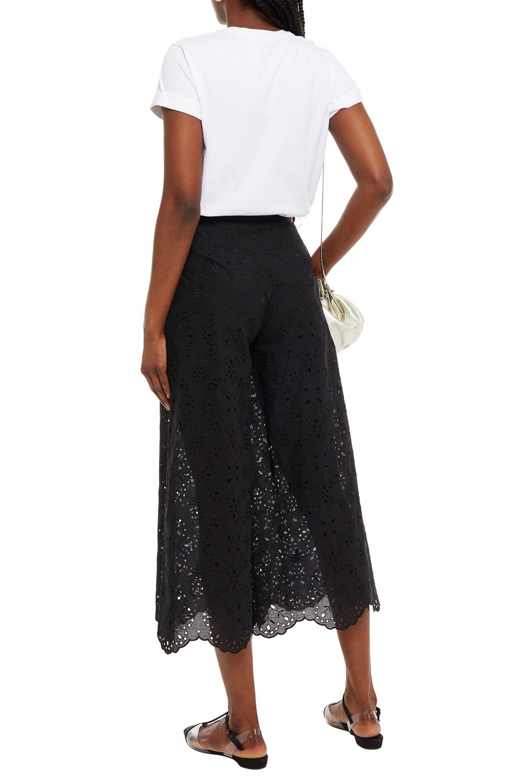 VIVETTA Scalloped broderie anglaise cotton-blend culottes