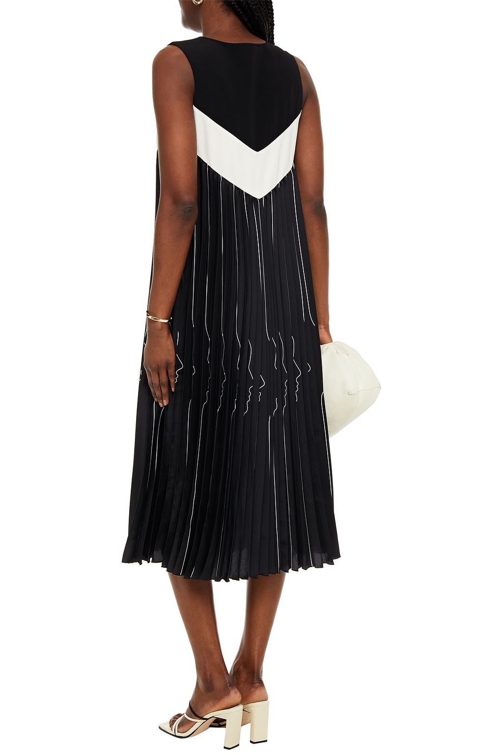 VIVETTA Crepe-paneled printed satin midi dress