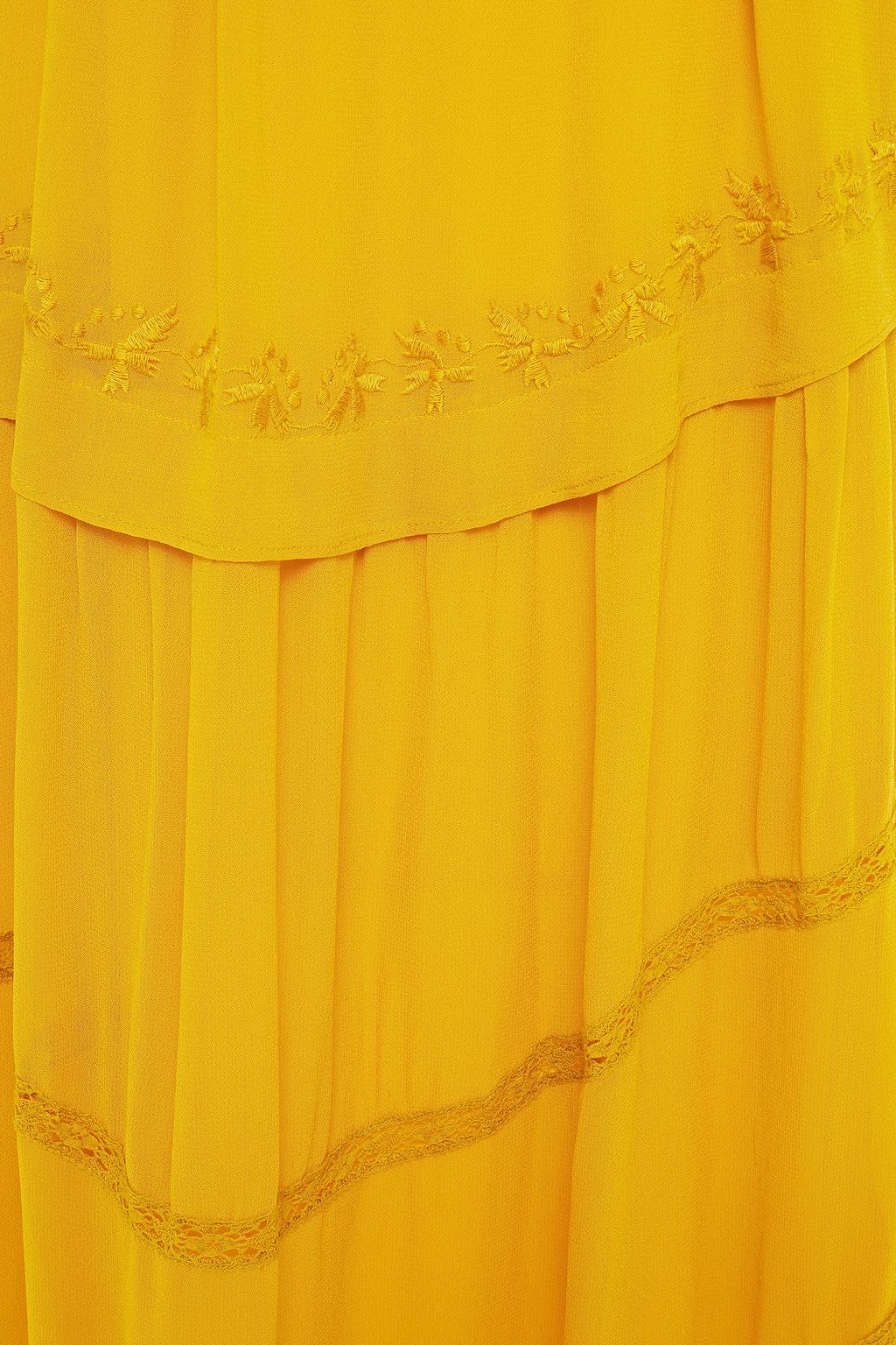 BA&SH Prune embroidered pintucked georgette midi dress