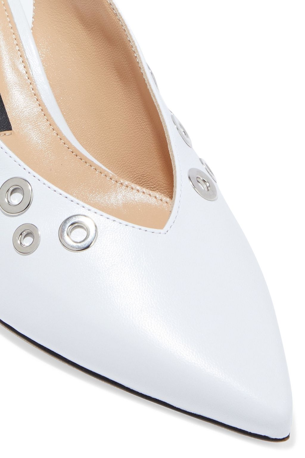 SERGIO ROSSI Eyelet-embellished leather slingback pumps