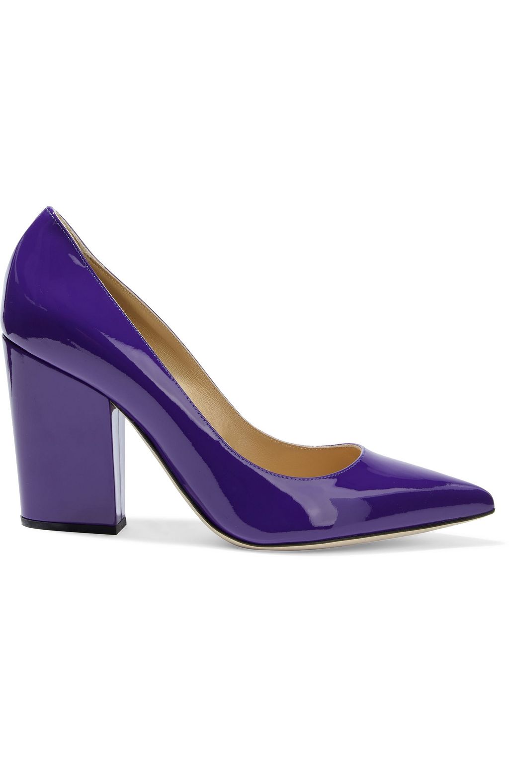 purple leather pumps