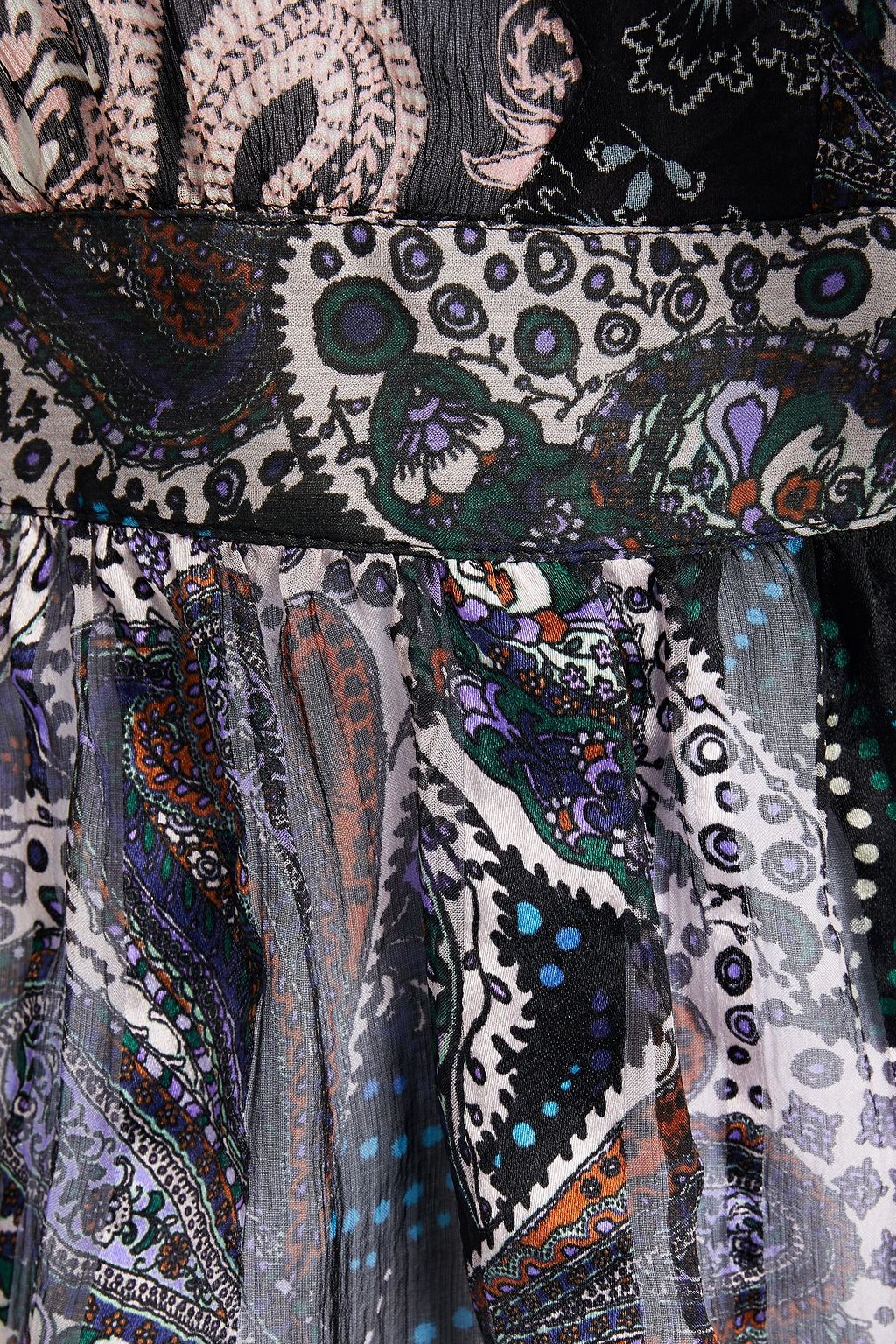 ETRO Pussy-bow printed silk-satin jacquard blouse