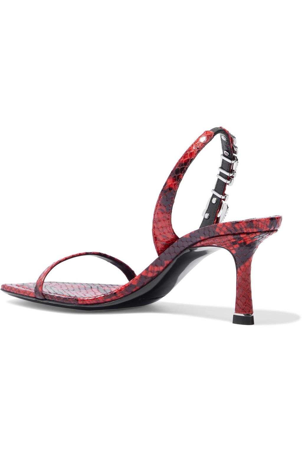 ALEXANDER WANG Ivy logo-embellished snake-effect leather slingback sandals