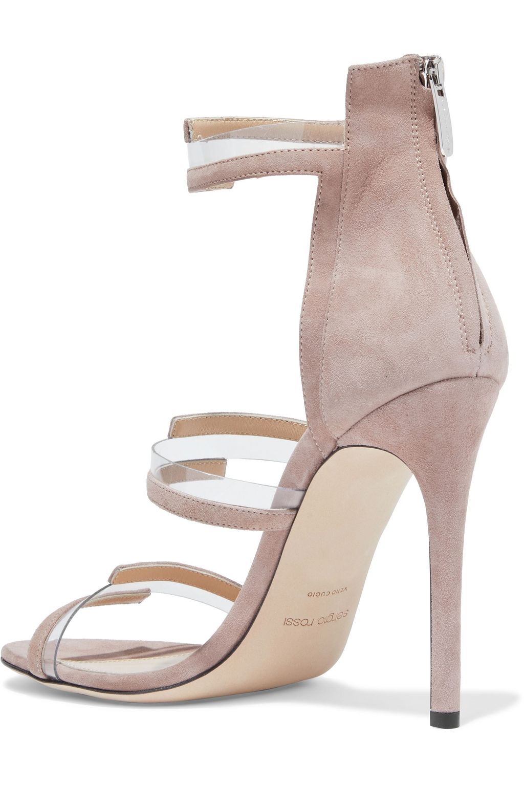 SERGIO ROSSI PVC-trimmed suede sandals