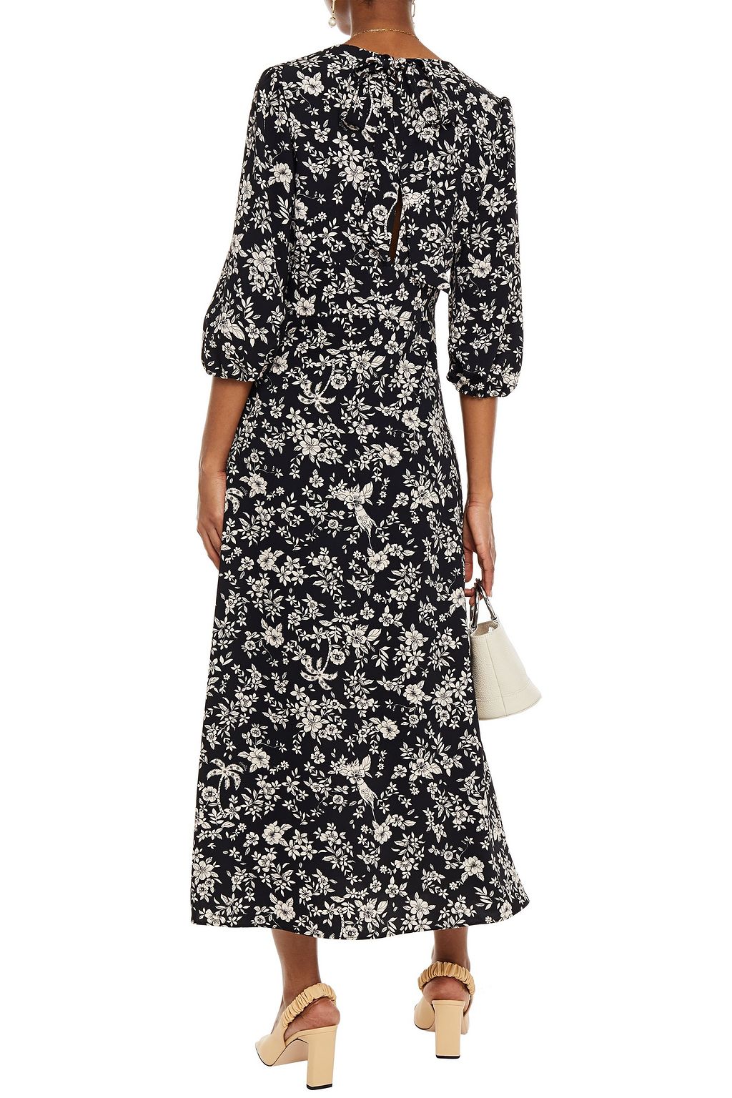 VIVETTA Bow-detailed floral-print crepe midi dress