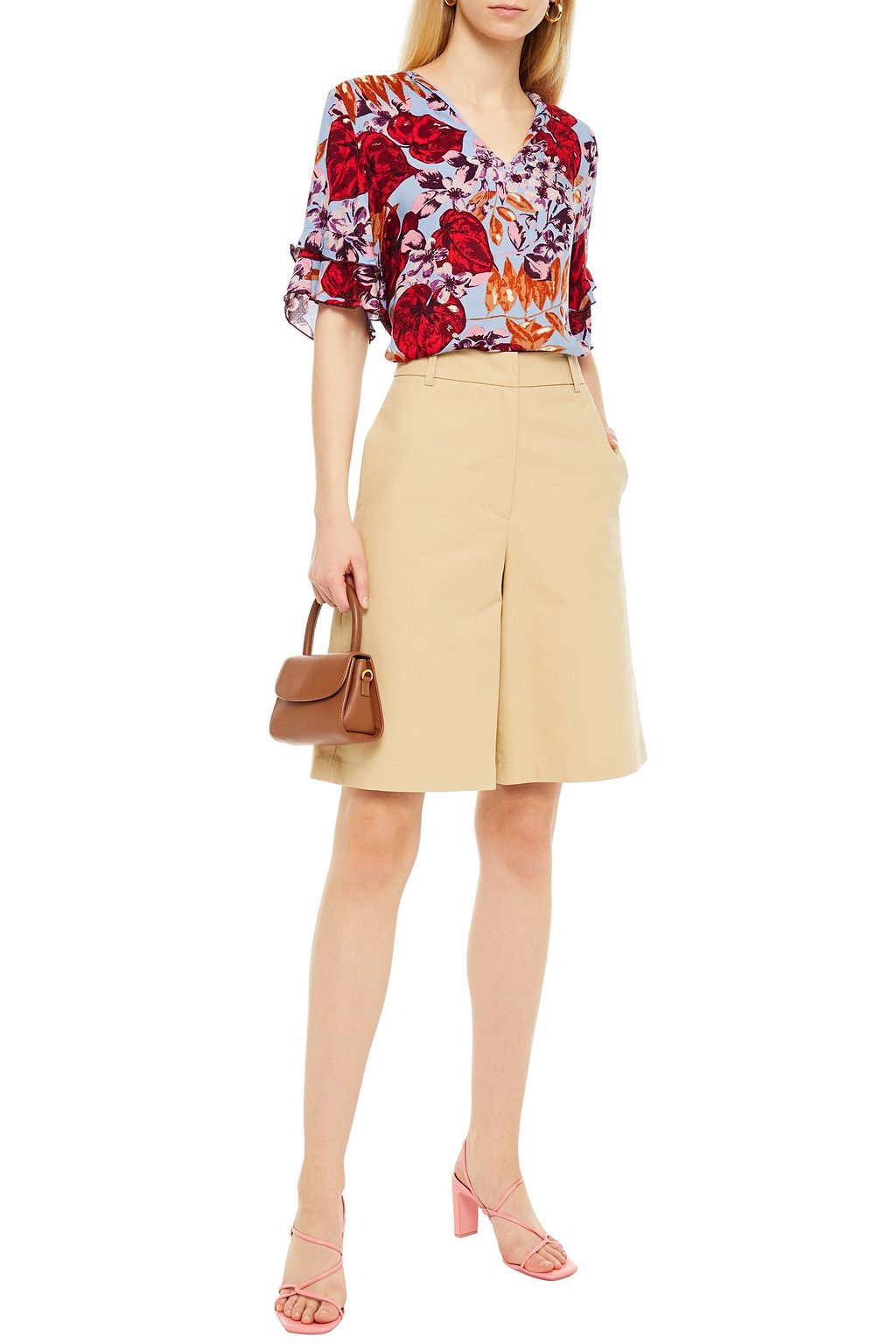 HOFMANN COPENHAGEN Ruffled floral-print jacquard blouse