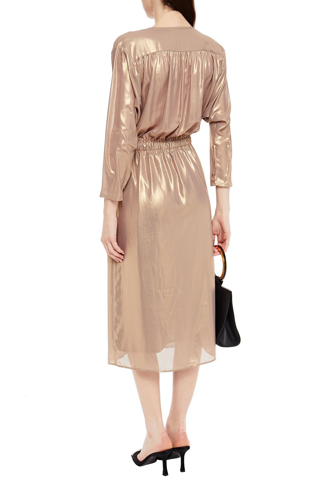 HOFMANN COPENHAGEN Mae gathered lamé midi dress