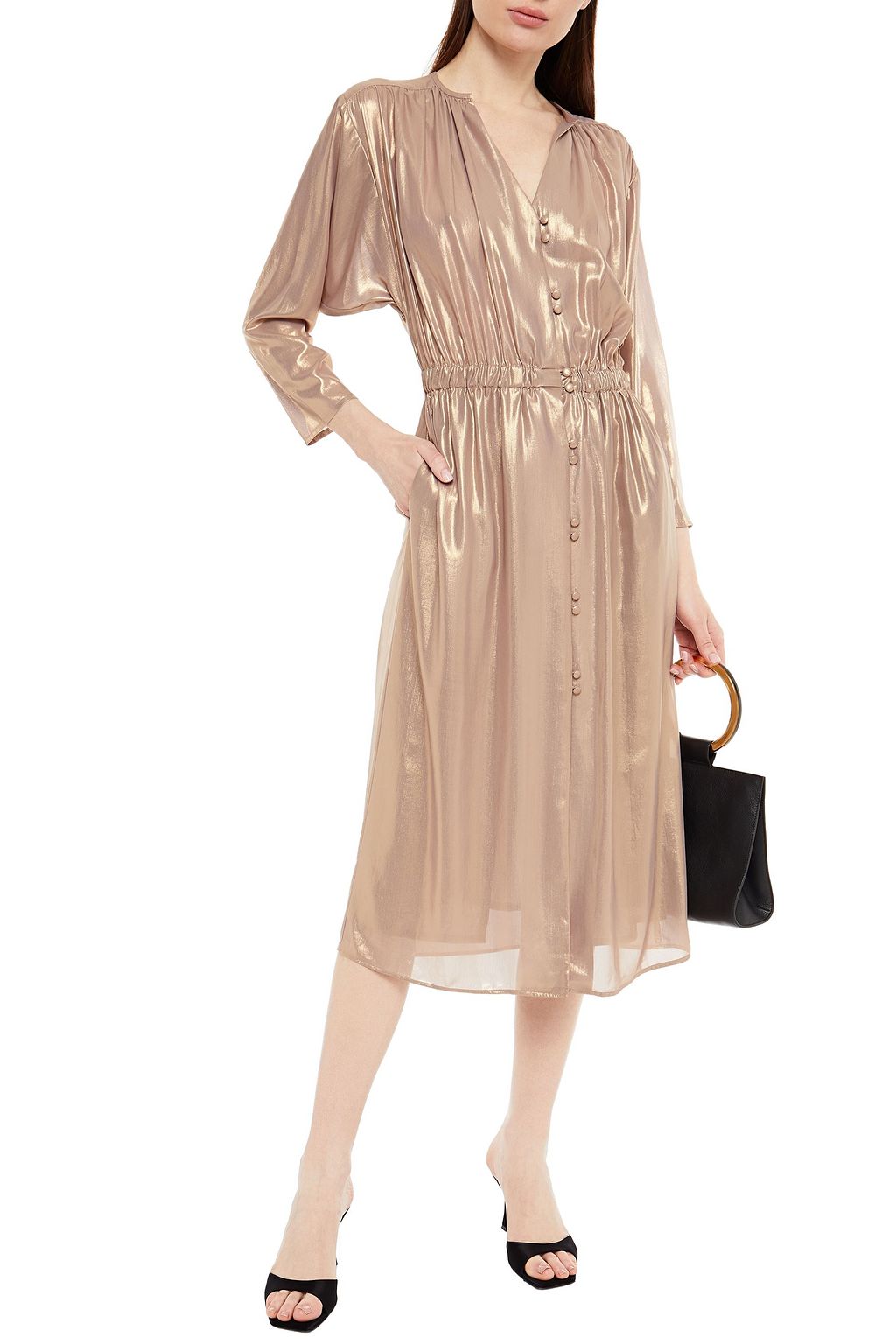HOFMANN COPENHAGEN Mae gathered lamé midi dress