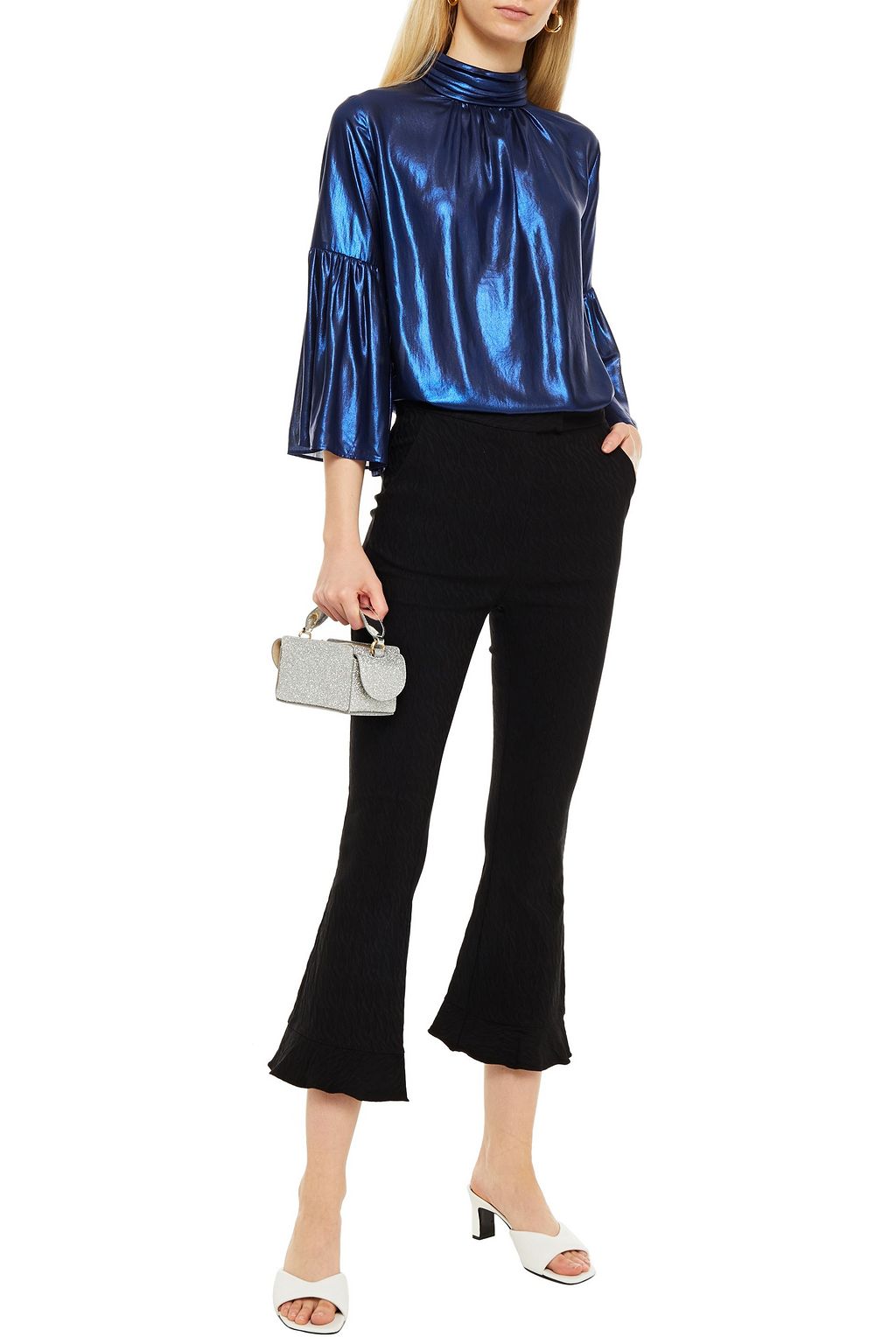 HOFMANN COPENHAGEN Gathered lamé blouse