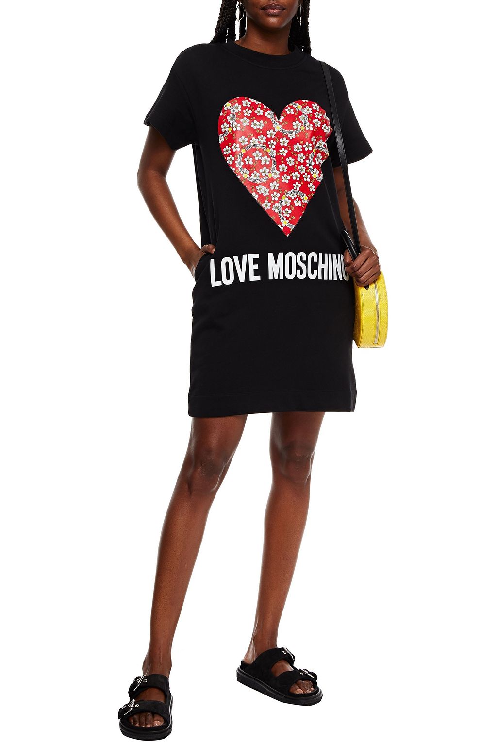 LOVE MOSCHINO Printed French cotton-terry mini dress