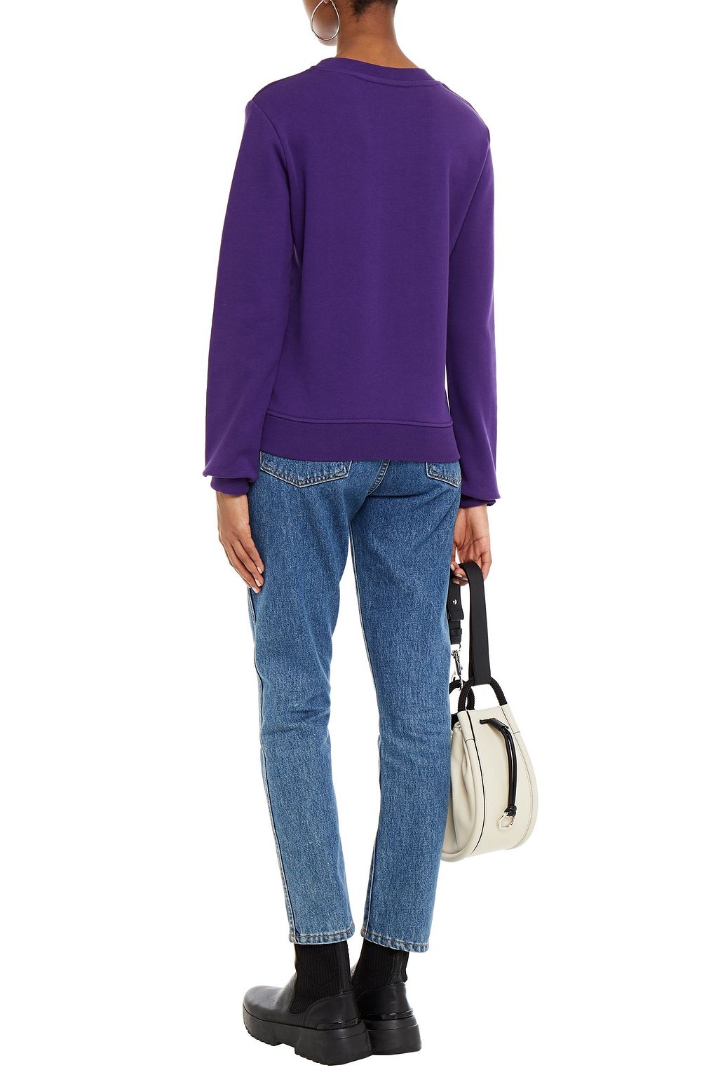 LOVE MOSCHINO Studded French cotton-terry sweatshirt