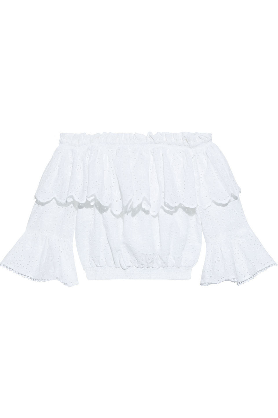 Charo Ruiz Ibiza Woman Mila Off-the-shoulder Ruffled Broderie Anglaise Cotton-blend Blouse White Size XS