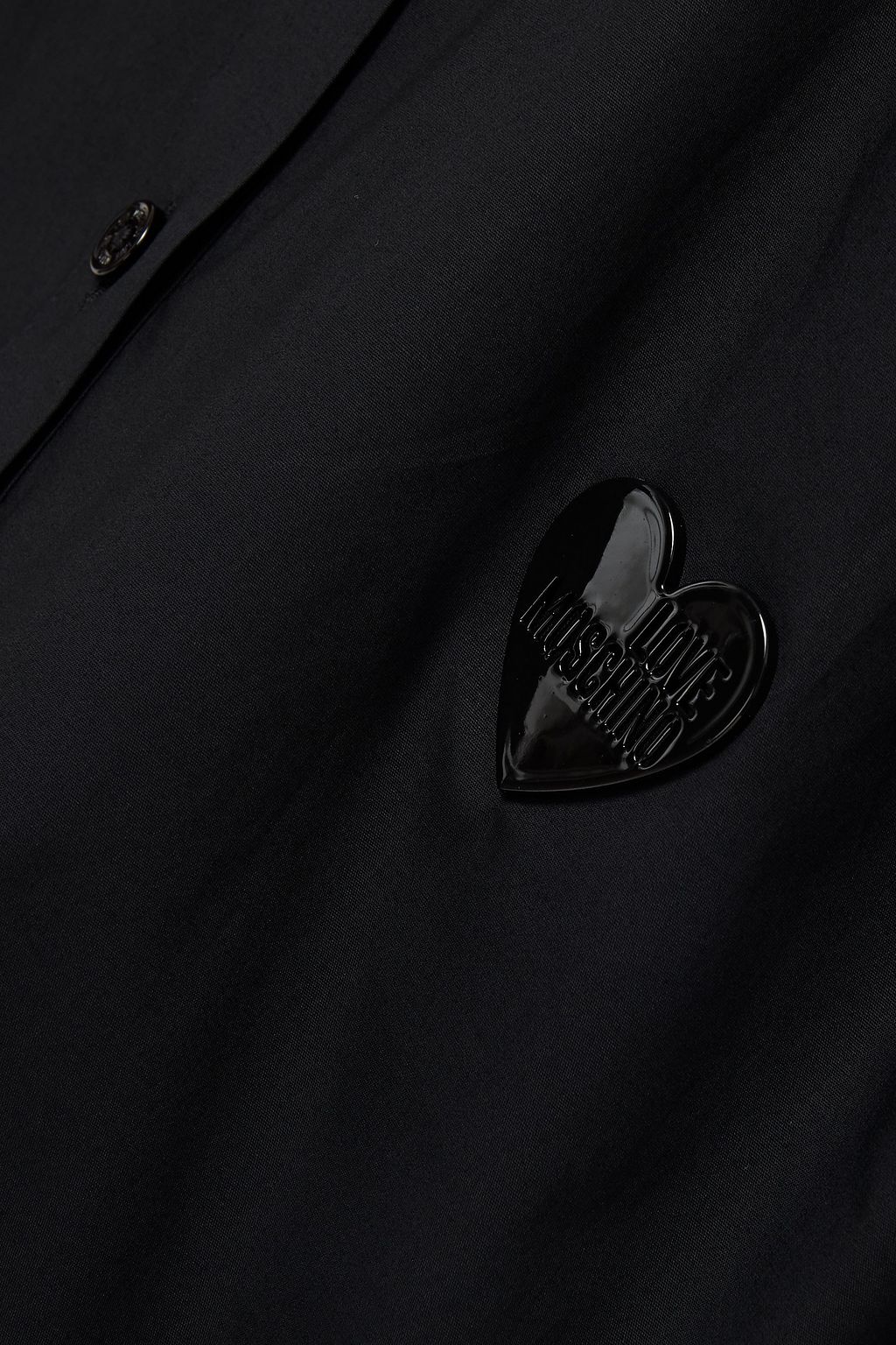 LOVE MOSCHINO Logo-appliquéd pleated stretch-cotton poplin shirt
