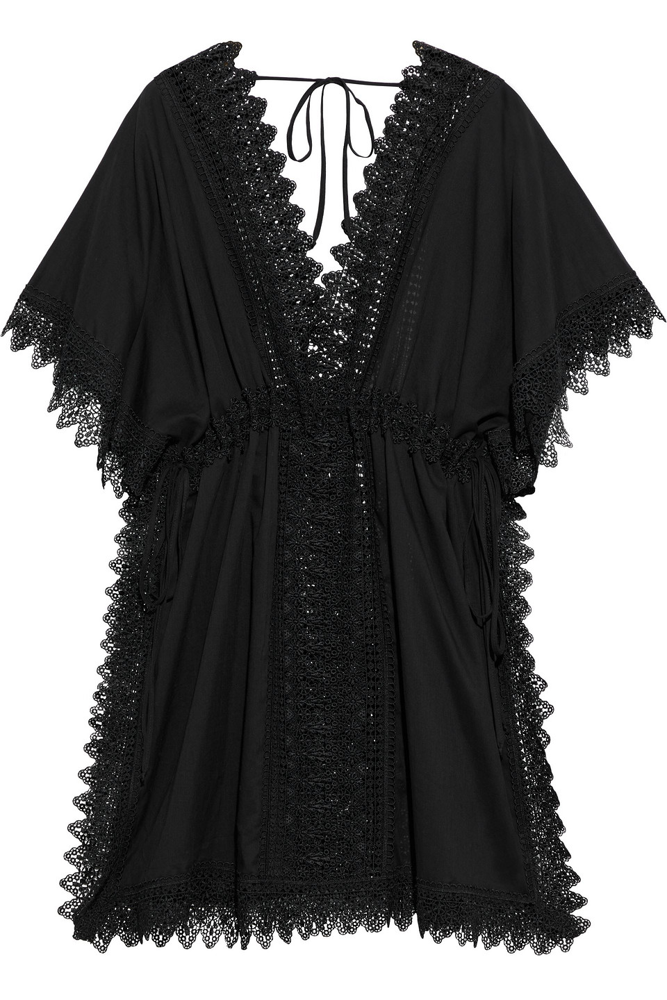 Charo Ruiz Ibiza Woman Alaya Crocheted Lace-trimmed Cotton-blend Voile Coverup Black Size XL